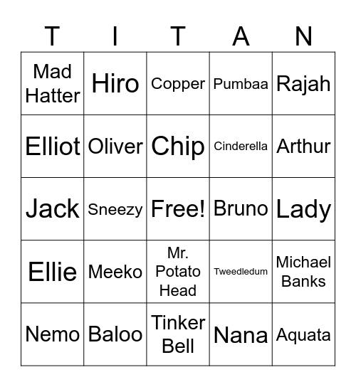 ECTA DISNEY BINGO Card