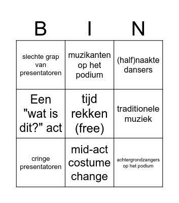 Eurovision Bingo Card