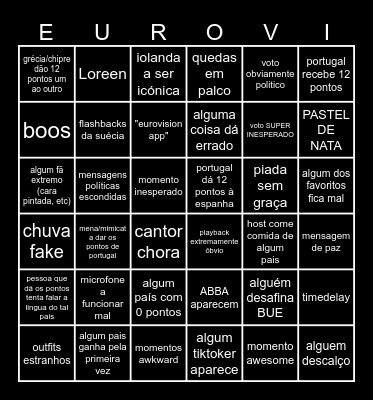 EUROVISION Bingo Card