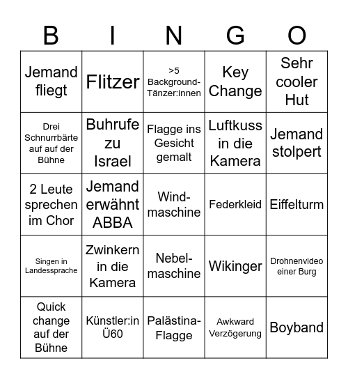 ESC Bingo Card