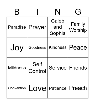 Bible Bingo Card