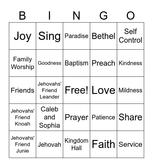 Bible Bingo Card