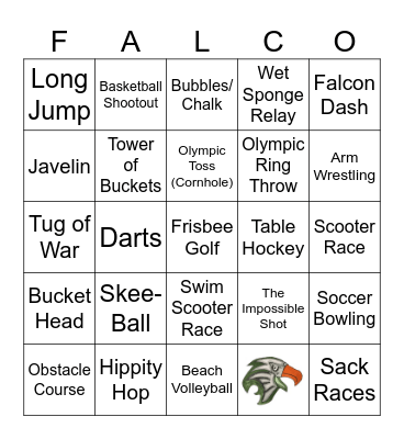 Falcon Field Day 2024 Bingo Card