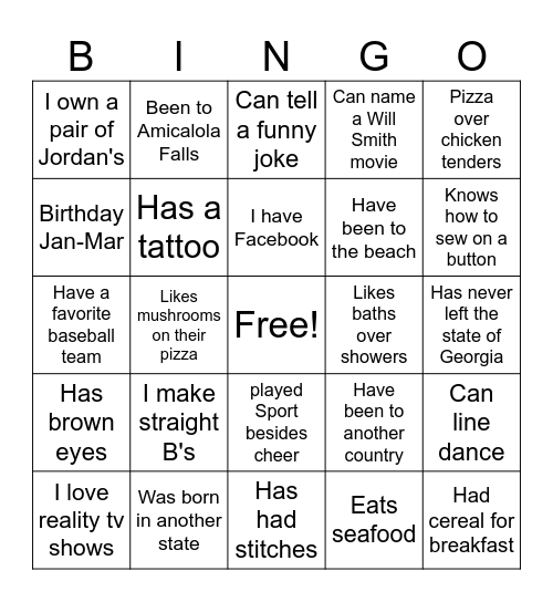 TEEN BINGO Card