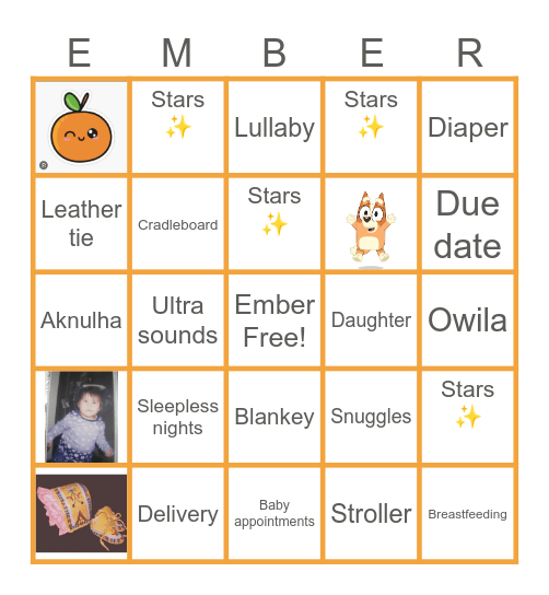 Baby Ember Bingo Card