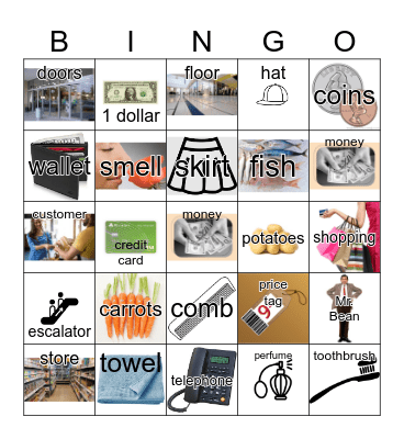 Shopping with Mr. Bean - Vocabulary Bingo Card