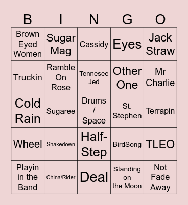 Dead Forever Bingo Card