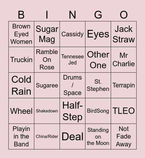 Dead Forever Bingo Card