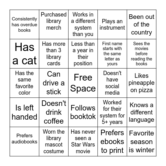 Networking Bingo Card