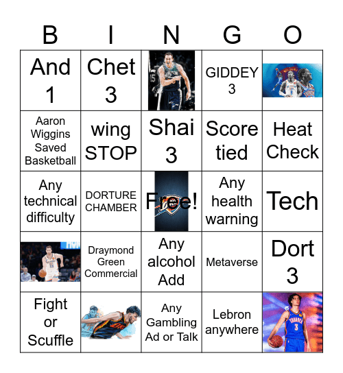 Thunder Bingo Game 2 Dallas Bingo Card