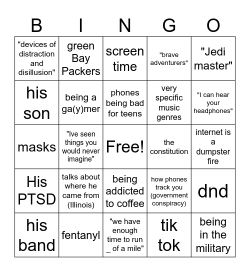 mr gaydos bingo Card