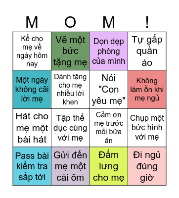 Mother's Day - Ngày của Mẹ Bingo Card