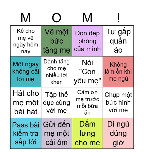 Mother's Day - Ngày của Mẹ Bingo Card