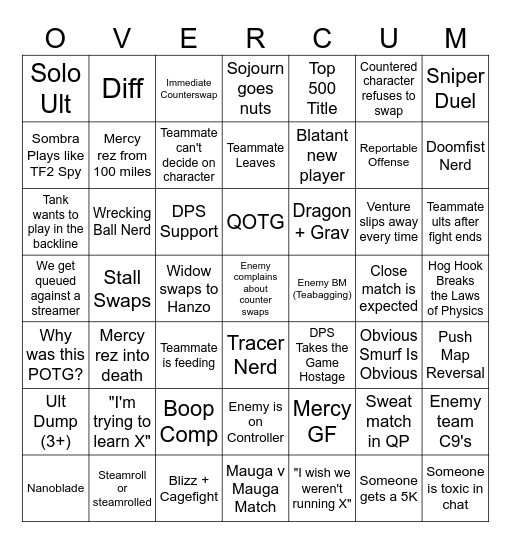 Ultimate Overwatch 2 Bingo Card V2 Bingo Card