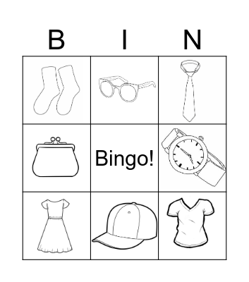 Clothes Bingo Card