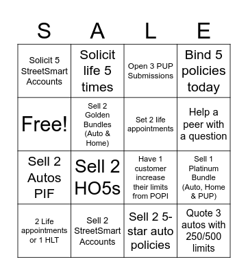 Sales Bingo Card