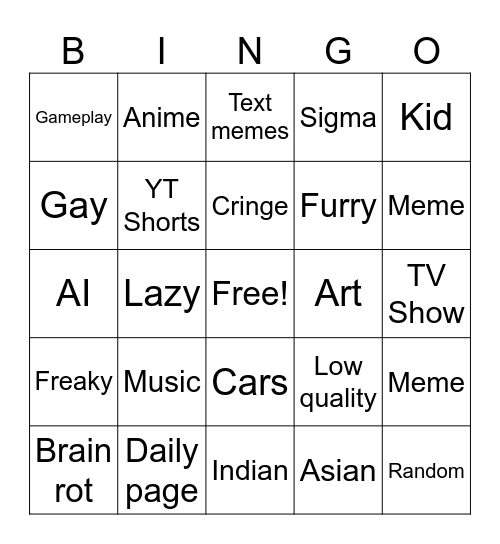 Untitled Bingo Card