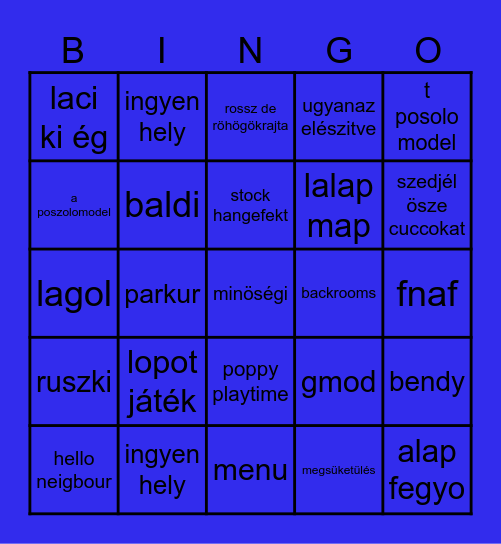 Roblox bingo Card