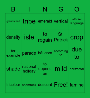 Ireland Bingo Card
