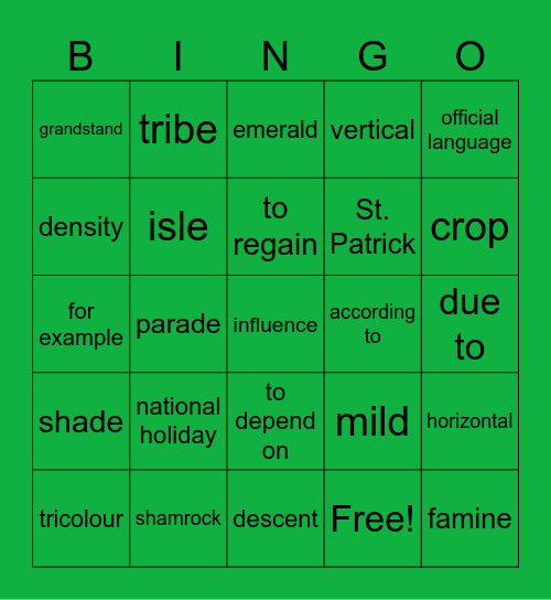 Ireland Bingo Card