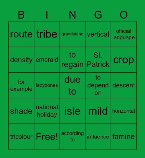 Ireland Bingo Card