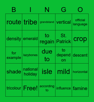 Ireland Bingo Card