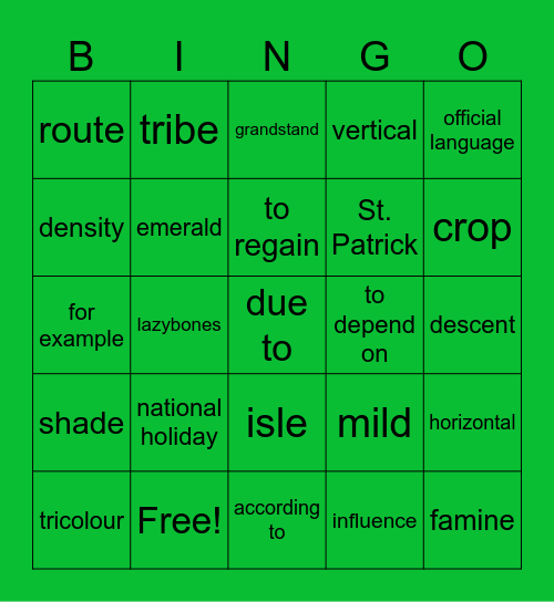 Ireland Bingo Card