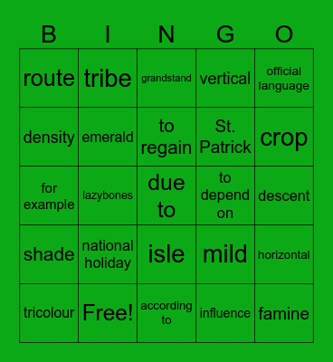 Ireland Bingo Card