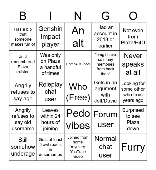 3DSPlaza Homebase New User Bingo Card