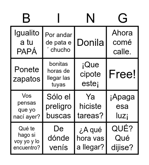 MAMA HONDUREÑA Bingo Card