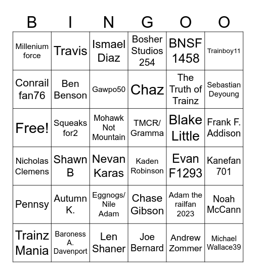 Infamous Internet Foamers Bingo Card