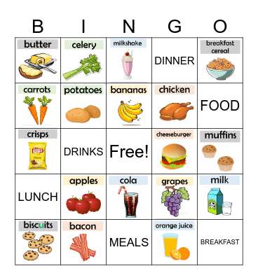 FOOD AND DRINKS Bingo Card