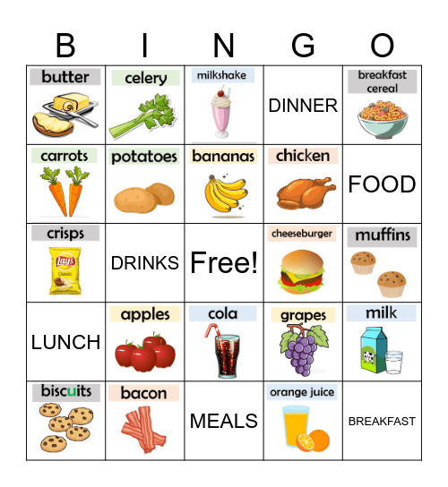 FOOD AND DRINKS Bingo Card