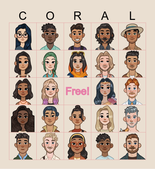 Coral Bingo Card