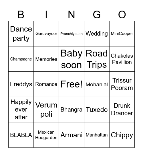 Sreevel Vidhya Bingo Card