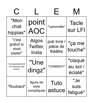 13/05 BINGO DINGO CLEMO Bingo Card