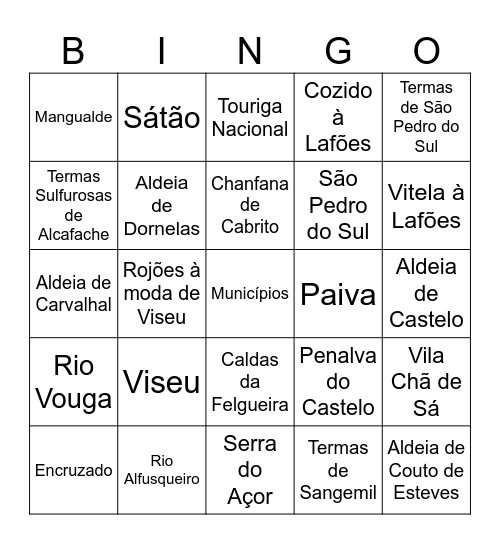 Bingo Geográfico Bingo Card
