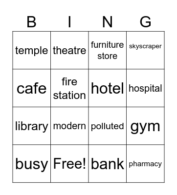 Cities Bingo Card