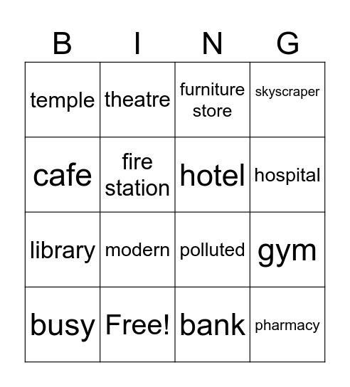 Cities Bingo Card