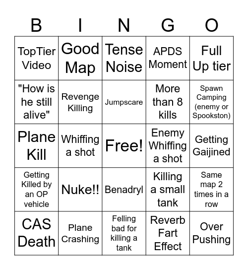 Spookston Video Bingo Card