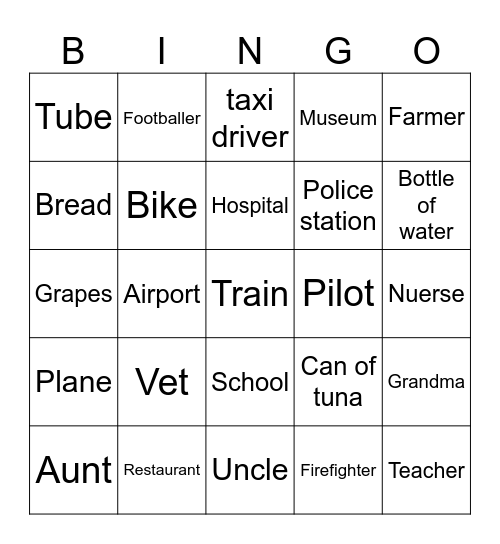 Vocabulary Revison Bingo Card