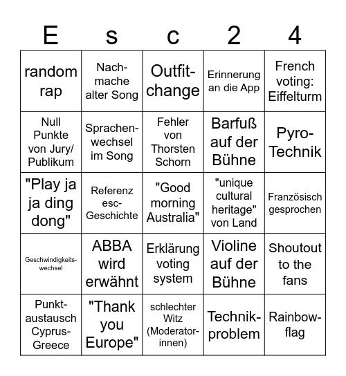 Watch Party 2024 Bingo Card