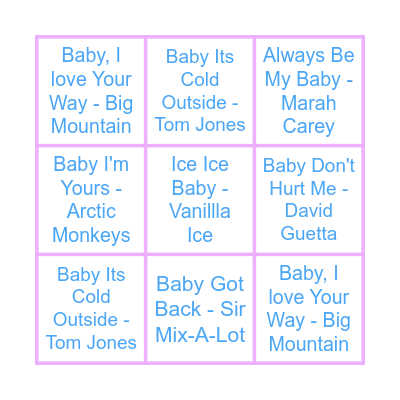 BABY SHOWER MUSIC BINGOOO Bingo Card
