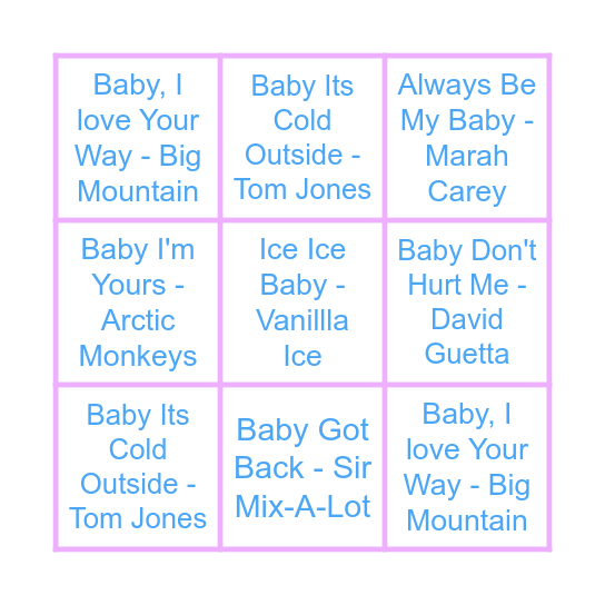 BABY SHOWER MUSIC BINGOOO Bingo Card