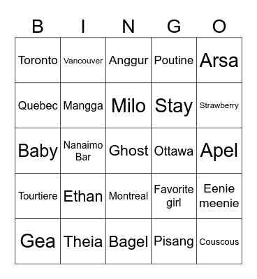 Allerick's Bingo Card