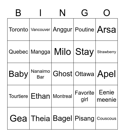 Allerick's Bingo Card