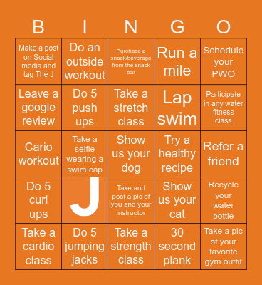 J Fitness Bingo Card