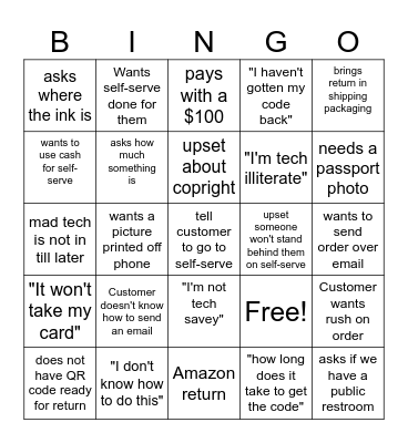 Staples Bingo Card