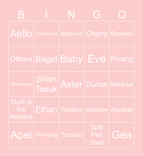 Louie's Board Bingo Card