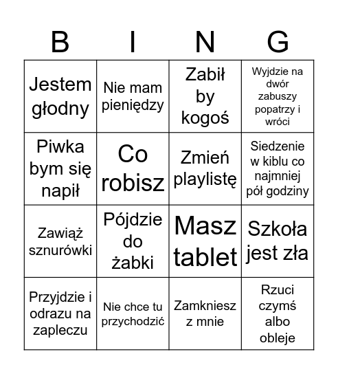 Oskar Bingo Card